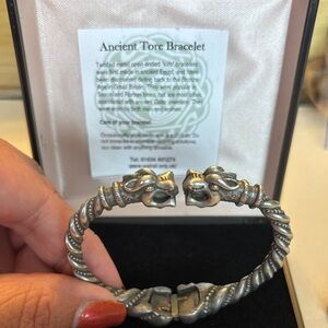 Silver Reptile Torc Bracelet with earrings